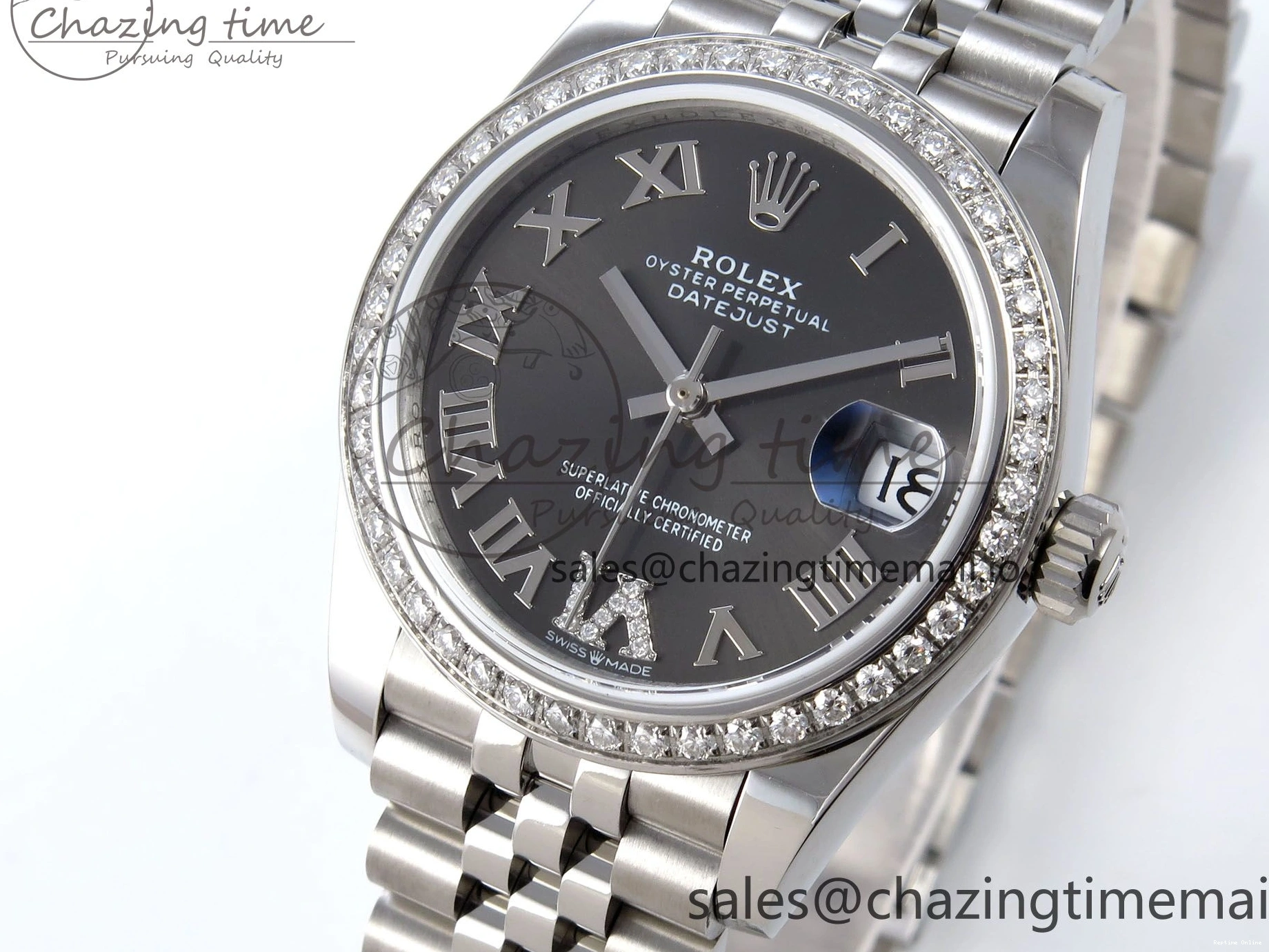 0119 DateJust 31 278384RBR JARF 1:1 Best Edition 904L Steel Gray Roman Diamonds Dial on SS Jubilee Bracelet HZ Classic 875